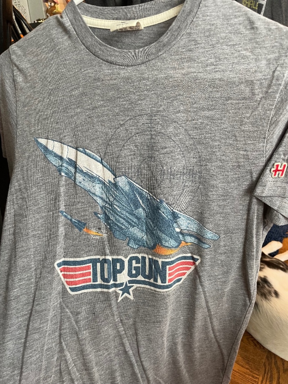 Top Gun Movie, F-14 Tomcat Jet T-shirt by Homage. Grey; Size, XS